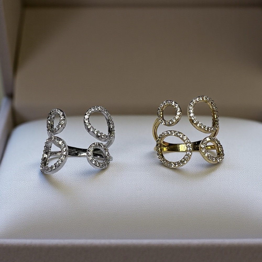 Elegant Circles Ring with Cubic Zirconia Stones